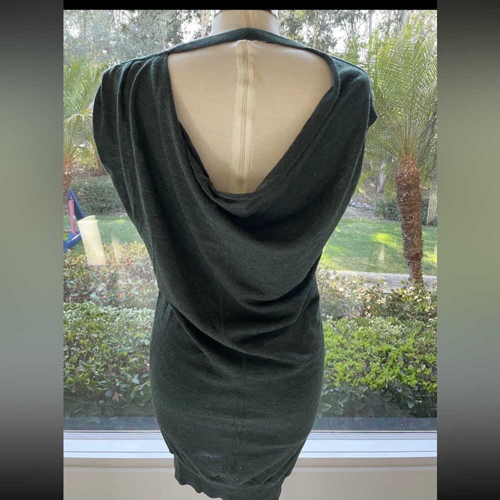 Alexander Wang Wool Crew Neck Dropped Low Open Back Sweater Dress Tunic